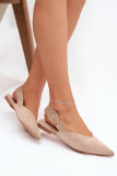 Beige Ballerinas mit Schnalle aus Wildlederimitat