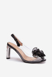 Schwarze Sandale mit Blockabsatz, Schmuck und Kristallen