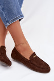Mokassin aus Velourslederimitat mit goldenem Detail, braun