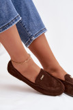 Mokassin aus Velourslederimitat mit goldenem Detail, braun