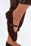 Braune Ballerinas mit Riemen aus Velourslederimitat
