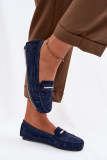 Mokassin aus echtem Veloursleder, blau, flach