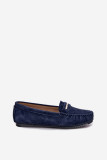 Mokassin aus echtem Veloursleder, blau, flach