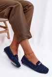 Mokassin aus echtem Veloursleder, blau, flach