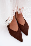 Braune Ballerina mit Schnalle aus Velourslederimitat