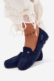 Mokassins aus blauem Eco-Wildleder, flach