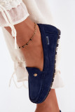 Mokassins aus blauem Eco-Wildleder, flach