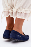 Mokassins aus blauem Eco-Wildleder, flach