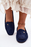 Mokassins aus blauem Eco-Wildleder, flach