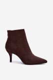 Stiefelette mit Stiletto-Absatz aus braunem Kunstveloursleder