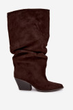 Stiefelette aus Veloursleder mit gerafftem Schaft und Absatz, braun