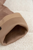 Beige Stiefel aus Veloursleder mit Blockabsatz