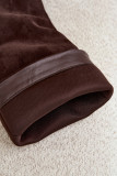 Overknee-Stiefel aus Velourslederimitat mit Blockabsatz, braun