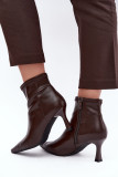 Stiefelette mit schlankem Absatz und Ziernaht aus Kunstleder, braun