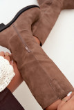 Braune Overknee-Stiefel aus Wildleder mit Warmfutter