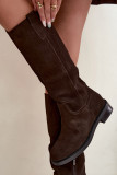 Gefütterte Overknee-Stiefel aus echtem Wildleder in Braun