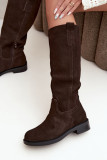 Gefütterte Overknee-Stiefel aus echtem Wildleder in Braun