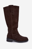 Gefütterte Overknee-Stiefel aus echtem Wildleder in Braun