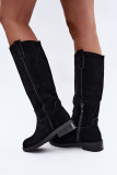 Stiefelette aus echtem Veloursleder mit Warmfutter – schwarz