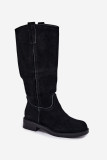 Stiefelette aus echtem Veloursleder mit Warmfutter – schwarz