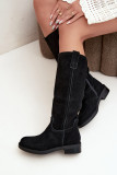 Stiefelette aus echtem Veloursleder mit Warmfutter – schwarz