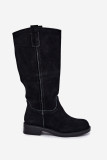Stiefelette aus echtem Veloursleder mit Warmfutter – schwarz