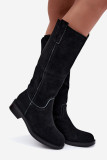 Stiefelette aus echtem Veloursleder mit Warmfutter – schwarz