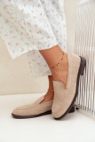 Beige Loafer aus Kunstveloursleder