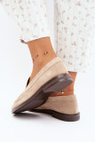 Beige Loafer aus Kunstveloursleder