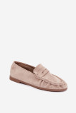 Mokassin aus Velourslederimitat mit Raffung, beige