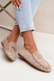 Mokassin aus Velourslederimitat mit Raffung, beige