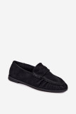 Schwarze Loafer aus Velourslederimitat mit Raffung