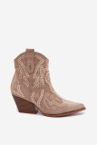 Beige Cowboy-Stiefelette mit goldener Verzierung