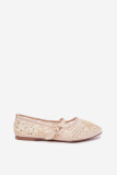 Beige Ballerinas aus Mesh mit Stickerei und Pailletten