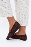 Netz-Ballerina mit Stickerei und Pailletten, braun