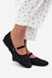 Schwarze Ballerina mit Mesh, Stickerei und Pailletten