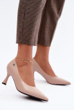Beige Pumps mit schlankem Absatz