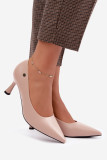 Beige Pumps mit schlankem Absatz