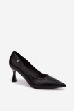 Schwarze Pumps mit schlankem Absatz aus Kunstleder