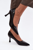 Schwarze Pumps mit schlankem Absatz aus Kunstleder