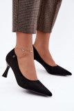 Schwarze Pumps mit schlankem Absatz aus Velourslederimitat