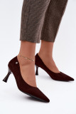 Elegante Pumps aus braunem Veloursleder mit schlankem Absatz