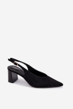 Schwarze Pumps mit offener Ferse und Blockabsatz