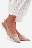 Beige Pumps mit offener Ferse und niedrigem Absatz
