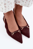 Pumps mit offener Ferse und niedrigem Absatz, bordeaux, aus Wildlederimitat