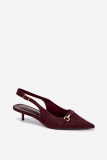 Pumps mit offener Ferse und niedrigem Absatz, bordeaux, aus Wildlederimitat