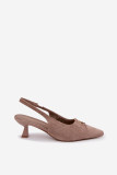 Beige Pumps mit offener Ferse und dekorativem Detail
