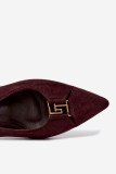 Pumps mit offener Ferse und dekorativem Detail, bordeaux, aus Velourslederimitat