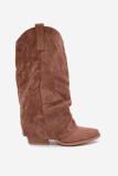 Cowboystiefel mit Absatz und umgeschlagenem Schaft aus braunem Wildlederimitat