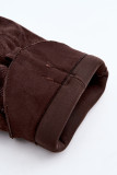 Braune Cowboy-Stiefel aus Velourslederimitat mit umgeschlagenem Schaft und Blockabsatz